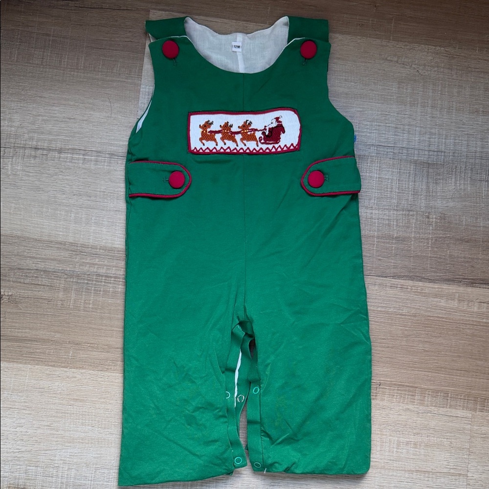Green Kids One Piece Bodysuit with Reindeer Design